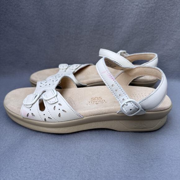 SAS Tripad Comfort Sandals Womens Size 6 White Leather Ankle Strap Made USA - Picture 1 of 9